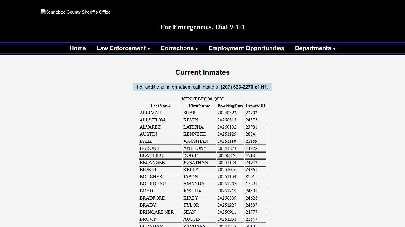 Current Inmates - Kennebec County Sheriff's Office